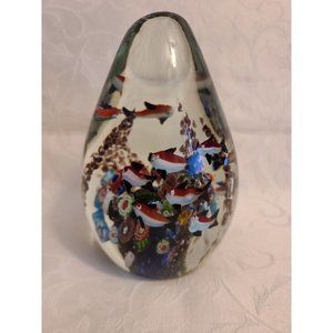 Vintage Millefiori Fish Tank Aquarium Art Glass Paperweight Huge 6.5" 4 lb 10 oz